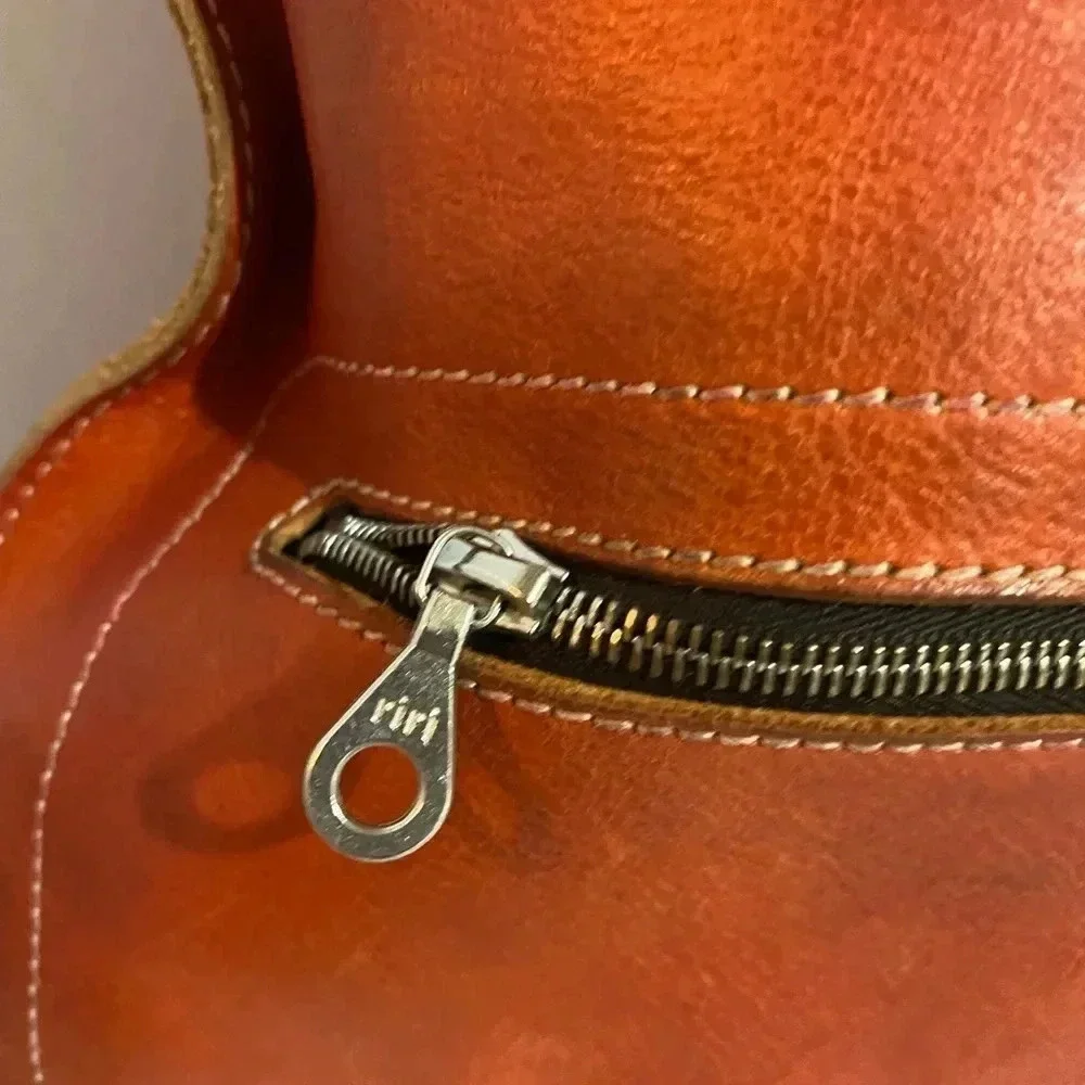 Michael Kon red orange leather satchel handbag